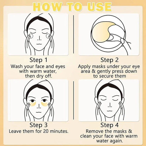 DAMUSI Gold Under Eye Patches for Puffy Eyes and Dark Circles,Moisturise 24k Gold Eye Mask for Dark Circles,Smooth Wrinkle...