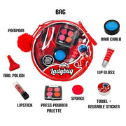 Miraculous Ladybug Kids Makeup Set - 10 Piece Bag with Nail Polish, Hair Chalk, Stickers & More - Safe, Non-Toxic Pretend ...