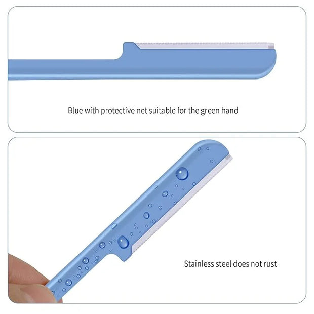 Women's Facial Razor Eyebrow Shaver Razor Brow Shaper Eyebrow Trimmer Dermaplaner Shaping Tool with Cover (Blue) - Product...
