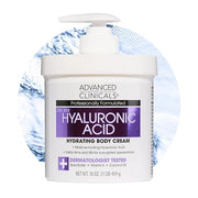 Advanced Clinicals Hyaluronic Acid Moisturizer Body Cream W/Vitamin E | Hydrating Cream & Body Lotion For Women & Men To H...
