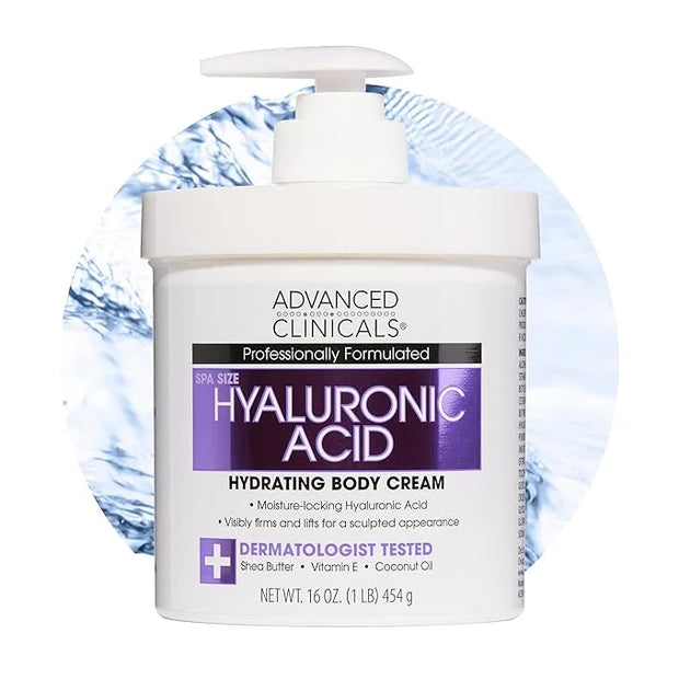 Advanced Clinicals Hyaluronic Acid Moisturizer Body Cream W/Vitamin E | Hydrating Cream & Body Lotion For Women & Men To H...