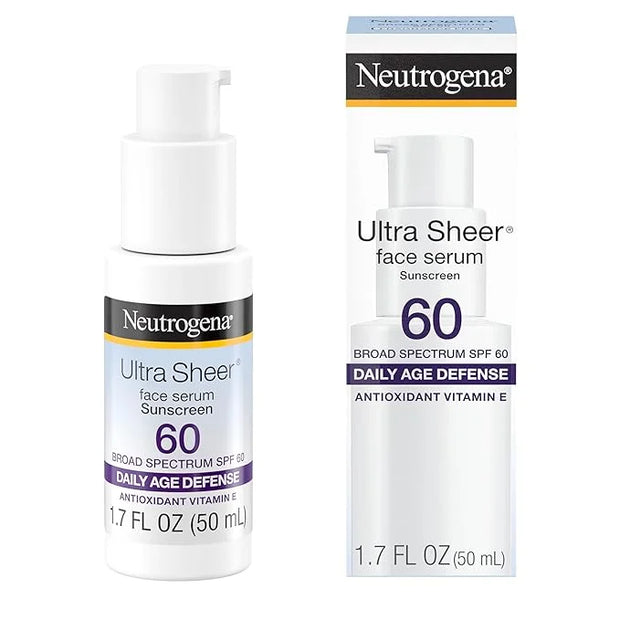 Neutrogena Ultra Sheer Moisturizing Face Serum with Vitamin E & SPF 60, All Day Facial Sunscreen Serum with Broad Spectrum...