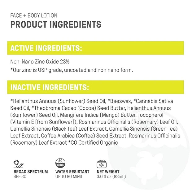 Raw Elements Face and Body Mineral Sunscreen SPF 30 Tube, Organic Sunblock Daily Protection, Non Toxic Reef Safe, Water Re...