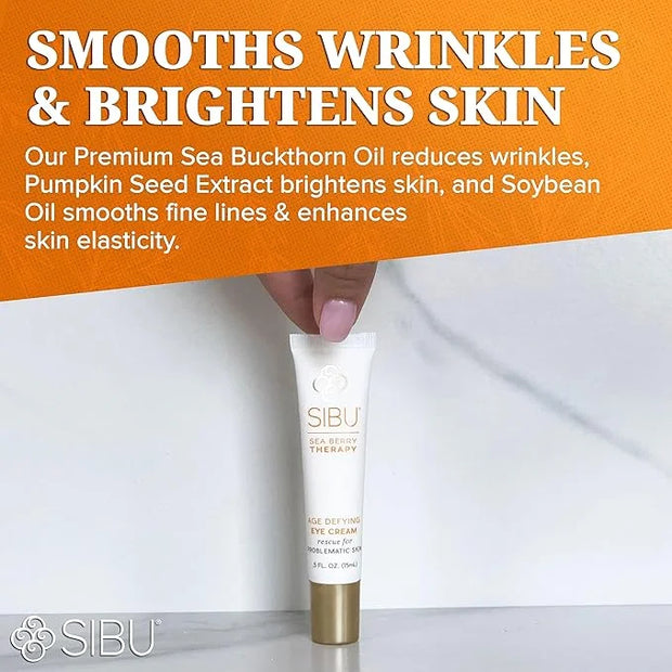 sibu Age-Defying Eye Cream, Made with Premium Himalayan Sea Buckthorn & Hyaluronic Acid (0.5 oz) – Smooths Eye Wrinkles & ...