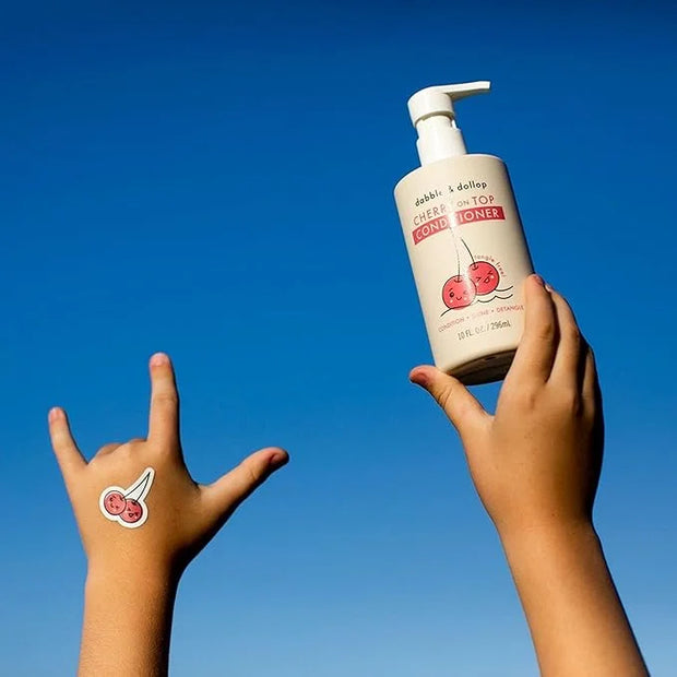 Dabble & Dollop Cherry on Top Conditioner - Natural Shine & Detangler for Kids, 100% USA-made, Paraben & Sulfate Free, Veg...