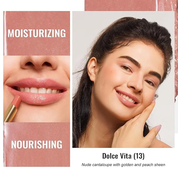 Oulac Moisturizing Shine Peach Pink Lipstick For Women 3PCS, 2 in 1 Tinted Lip Balm, Hydrated Juicy and Glossy Lip Color f...