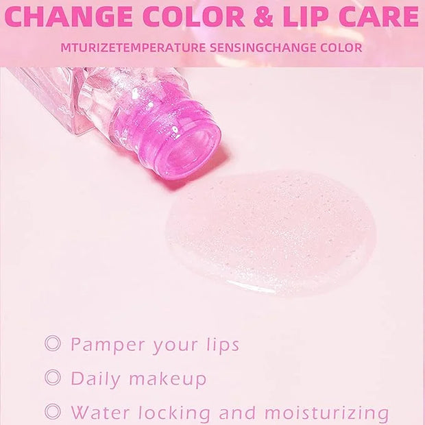 Magic Color Changing Moisturizing Lip Glow Oil - Big Brush Plumping Glimmer Lipstick, Fresh Texture, Hydrating, Non-Sticky...