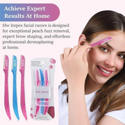 Eyebrow Razors for Women and Men – 3-Pack Facial Hair Remover and Exfoliating Dermaplaning Tool for Eyebrows, Upper Lip, C...