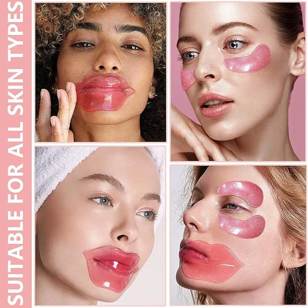 30 Pairs Lip Mask & Eye Mask,Under Eye Patches For Reducing Fine Lines & Dark Circles,Moisturizing Lip Spa Daily Labial Ma...