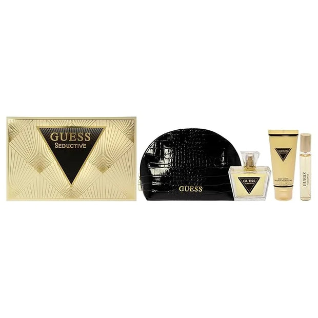 Guess Seductive 2.5oz EDT Spray, 0.5oz EDT Spray, 3.4oz Body Lotion, Pouch Women 4 Pc Gift Set - Product Image