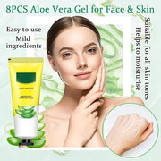 8PCS Aloe Vera Gel for Face & Skin,Organic Aloe Vera Gel,Hydrating After Sun Cream for Travel Size,Moisturizing Lotion for...