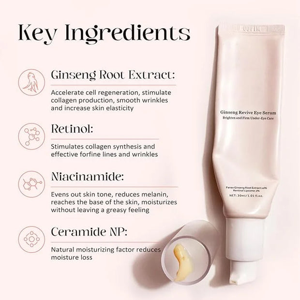 Revive Eye Serum, Anti-Aging Eye Cream for Dark Circles, Wrinkles & Puffiness, Visibly Smoothes Fine Lines, Daily Use, 30m...