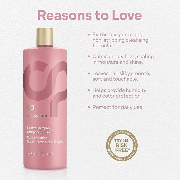 ColorProof Smooth Shampoo 32 Fl. Oz. Smoothing Anti-Frizz Shampoo with with a Frizz-Fighting, Gentle, Cleansing, Hydrating...