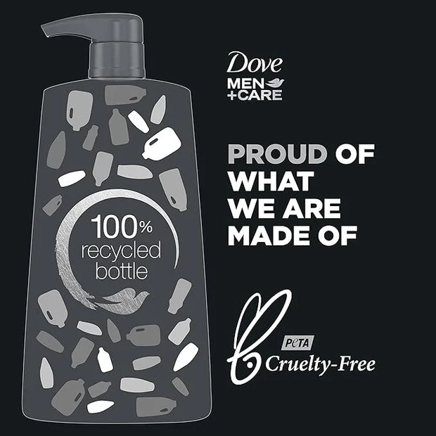 DOVE MEN + CARE Shampoo Charcoal + Clay 3 Count For Healthy-Looking Hair Naturally Derived Plant Based Cleansers 25.4 oz -...