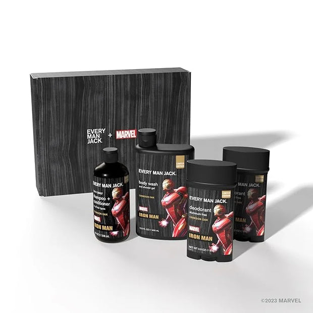 Every Man Jack Iron Man Body Set - Perfect for Every Guy & Marvel-Lover - Bath and Body Marvel Gift Set with Clean Ingredi...