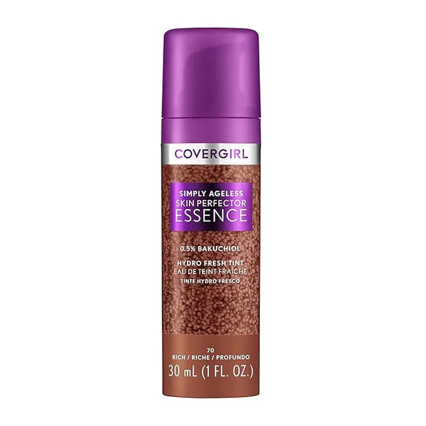 Covergirl Simply Ageless Skin Perfector Essence Foundation, 70 Rich, Tinted Skin Perfector, Skincare Makeup Hybrid, Sheer ...