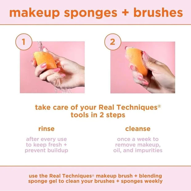 Real Techniques 6 Pack Assorted Makeup Blending Sponges, 3 Miracle Makeup Sponges, For Blending, Baking, And Setting, Use ...
