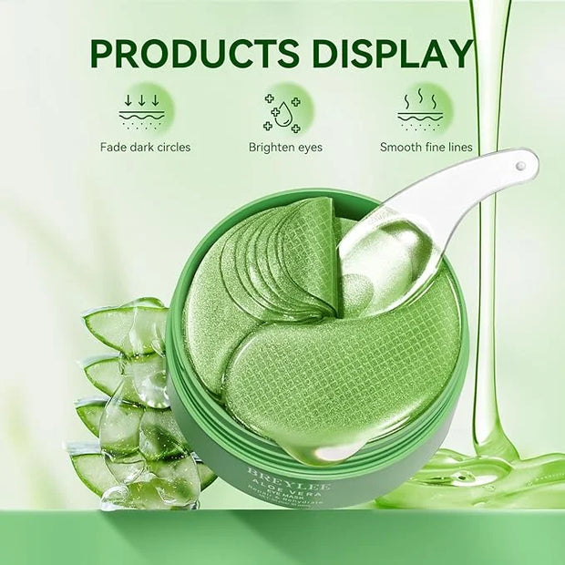 BREYLEE Aloe Vera Eye Masks - 60 Pcs - Reduce Puffy Eyes & Dark Circles, Firm & Improve Under Eye Skin, Pure Natural Extra...