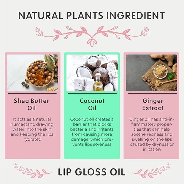 Hydrating Lip Glow Oil - Plumping Lip Oil Gloss Tinted for Lip Care and Dry Lips, Non Sticky & Fresh Texture, Shiny and Mo...