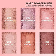 Baked Blush, Marbleized Blush for Cheeks, Shimmery Satin Finish Blushes Powder Palette, Buildable Color Natural Face Makeu...
