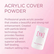 Young Nails Acrylic Cover Powder - Self-Leveling Acrylic Nail Powder, Clear Nude Pink White Acrylic Powder for Nail Extens...