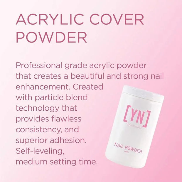 Young Nails Acrylic Cover Powder - Self-Leveling Acrylic Nail Powder, Clear Nude Pink White Acrylic Powder for Nail Extens...
