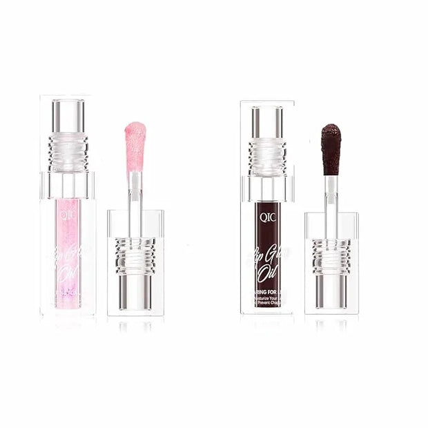 Crystal Jelly Moisturizing Color Changing Lip Oil 2Pcs Hydrating Lip Gloss Set Plumping Lip Oil Balm Long Lasting Glow Oil...