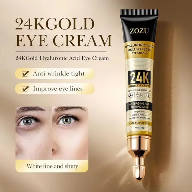 Hunqian 24K Gold Eye Cream - Anti-Aging, Reduce Wrinkles, Dark Circles & Puffiness, with 24K Gold Particles & Premium Ingr...