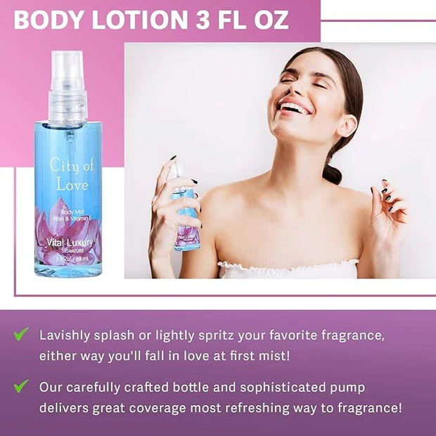 Bath & Body Care Travel Set - Home Spa Set with Body Lotion, Shower Gel and Fragrance Mist, Personal Body Care Travel Set ...