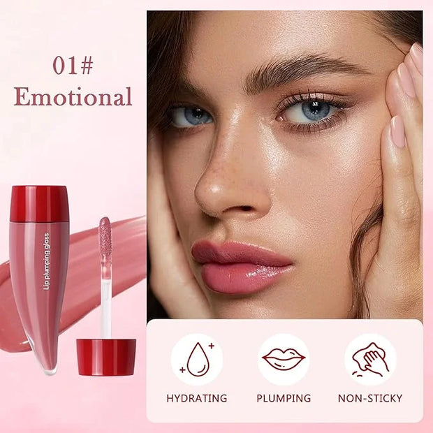 Juicy Lip Plumping Gloss, Pink Tinted Lip Gloss Lip Plumper, Hydrating Moisturizing Lip Tint Stain, Highly Pigmented Shine...