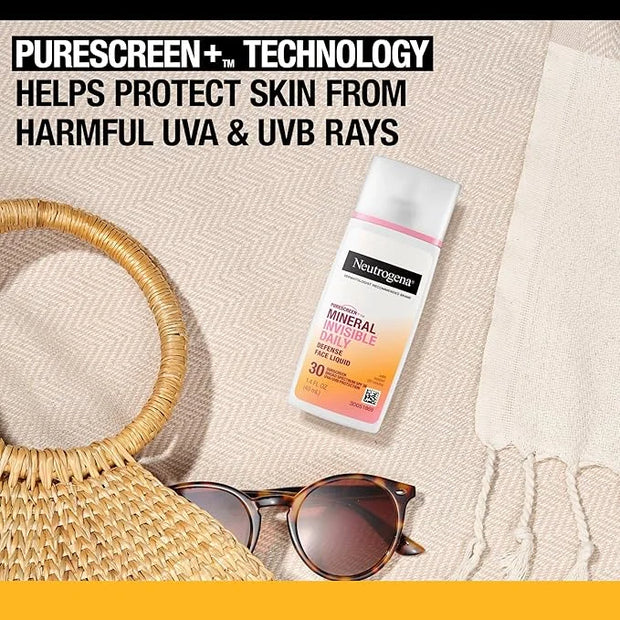 Neutrogena Purescreen+ Invisible Daily Defense Mineral Sunscreen for Face with SPF 30, Broad Spectrum Mineral Sunscreen wi...