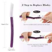 Dermaplane Razor for Women and Men, Eyebrow Razor with Precision Cover, Peach Fuzz Dermaplaning Tool, Exfoliating Facial R...