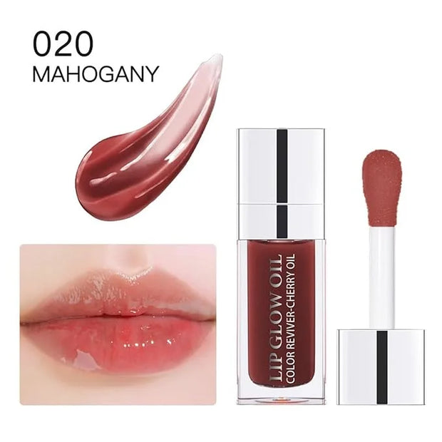 Hydrating Lip Glow Oil-Lip care oil- Lip Oil Tinted for Lip Care and Dry Lips-Prevents Dry Cracked-Non-sticky Big Brush He...