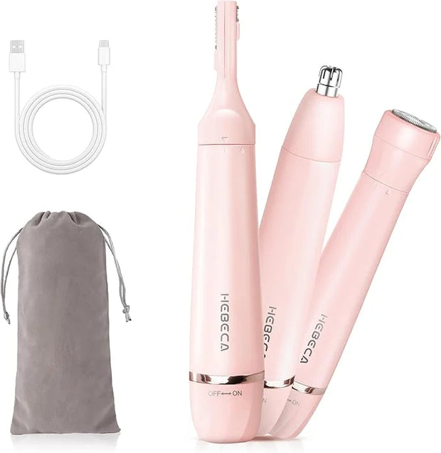 Nose Hair Trimmer for Women, 3in1 Electric Eyebrow Trimmer Waterproof Facial Hair Removal Rechargeable Hair Shaver Razor f...