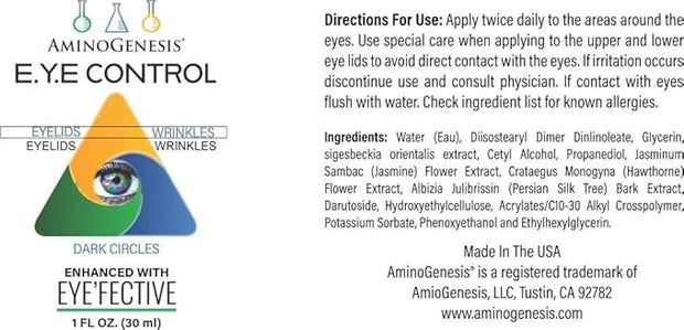 E.Y.E Control with Eye'Fective: Lid Lifting & Dark Circle Serum. New for 2021, Patented Eyelid lifting Plant Derived Formu...