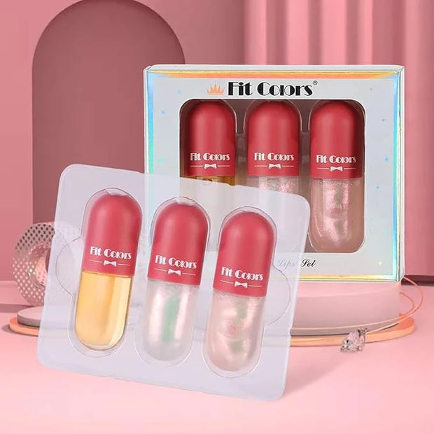 3 Color Pearlescent Lip Oil Hydrating Tinted Plump Hydrating
