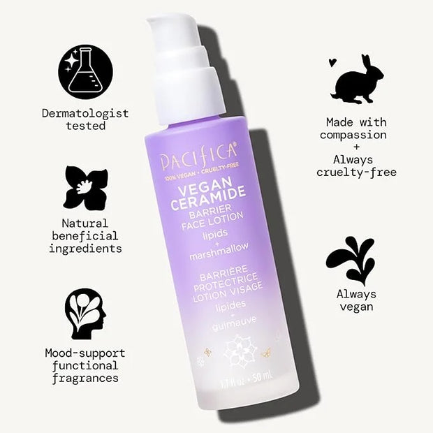 Pacifica Face Moisturizer - Vegan Ceramide Barrier Repair Face Lotion, Hydrating, For Dry Skin, Dermatologist Tested, Safe...