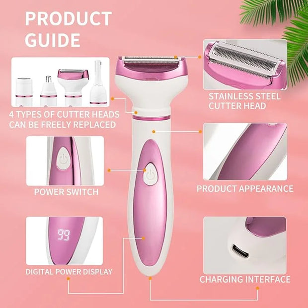 Electric Razor for Women, Bikini Trimmer Womens Shaver for Face Nose Eyebrow Body Leg Pubic Underarm Arm Ladies Rechargeab...