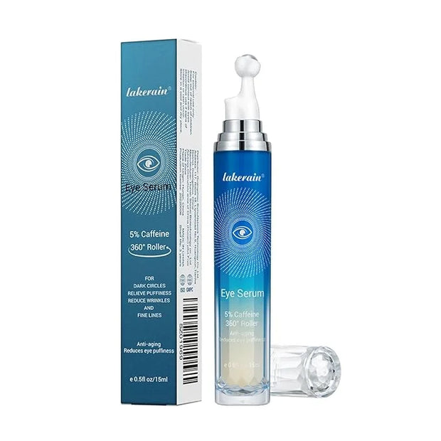 5% Caffeine Eye Serum,Moisturizing Eye Cream with 360° Massage Roller Ball,Anti-Aging Moisturizing Eye Serum for Dark Circ...