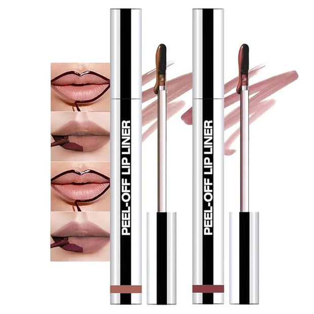 2 Pcs Matte Liquid Lip Stain Peel Off Lip Liner, Long Lasting Lip Tattoo, Waterproof & Transfer-Proof Lip Liner Peel Off L...