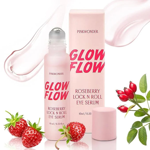 Glow Flow Roseberry Lock N Roll Eye Serum– Hydrating & Firming Eye Treatment for Dark Circles, Puffiness, and Dryness with...