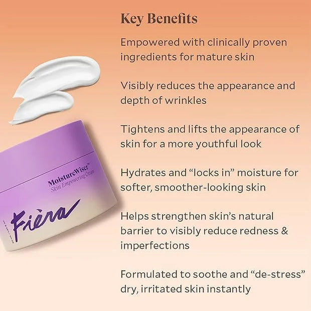 FIÈRA MoistureWiser – Advanced Anti-Aging Moisturizer for Mature Skin, Tightens, Hydrates & Reduces Fine Lines & Wrinkles ...