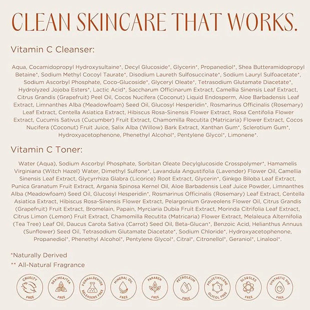 InstaNatural Vitamin C Four Step Skin Care Set, Skincare Routine, Brightens, Hydrates, Prevents Signs of Aging, Face Wash,...