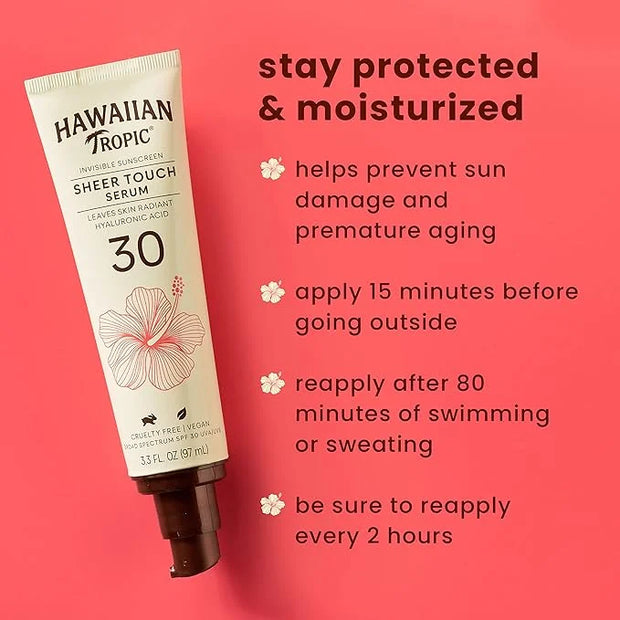 Hawaiian Tropic Sheer Touch Body Serum SPF 50, 3.3oz | Hyaluronic Acid Serum, Travel Size Sunscreen SPF 50, 3.3oz - Produc...