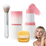 Cream Blush Stick with Brush and Makeup Sponge,Waterproof Multi Cream Makeup Stick,Lightweight,Long-lasting,2 in 1 Multi B...