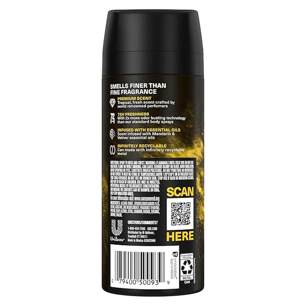 AXE Fine Fragrance Collection Premium Deodorant Body Spray for Men Golden Mango 3 Count With 72H Odor Protection and Fresh...