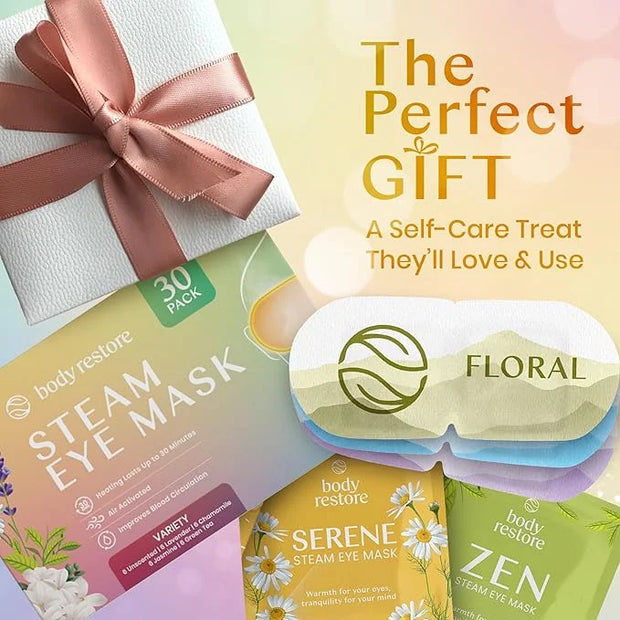 Body Restore Self Heated Steam Eye Mask 30 Pack - Fathers Day Unique Gifts for Dad, Relaxation Gifts for Her and Him, Best...