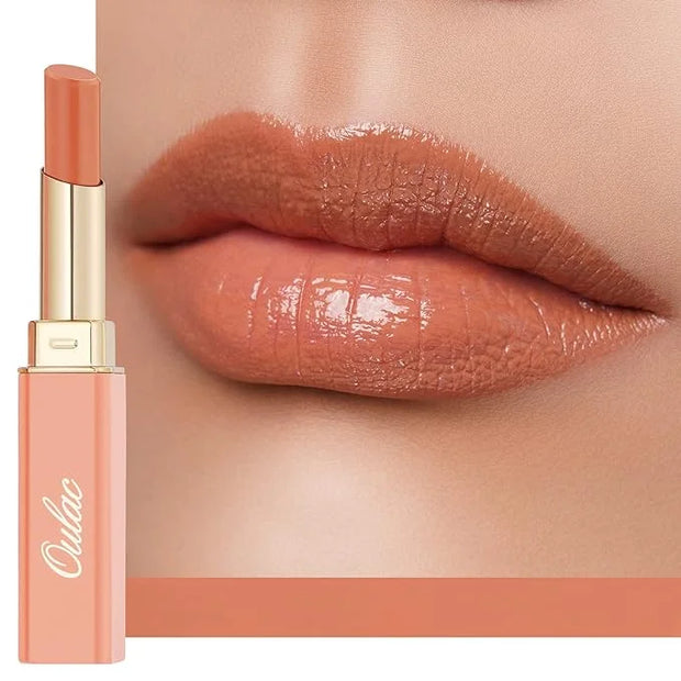 Oulac Orange Nude Shine Lipstick - Peach Moisturizing Lip Stick Glossy Tinted Lip Balm, Sheer Shine Juicy Finish, Lightwei...