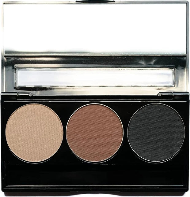 Matte Black, Medium Brown and Off White Vegan Eyeshadow Trio Palette; Talc, Paraben & Cruelty Free - Product Image