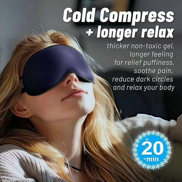 Cooling Gel 3D Sleep Eye Mask-Weighted Blackout Sleep Mask & Cold Compress for Dark Circles, Dry Eyes, and Puffiness - Com...